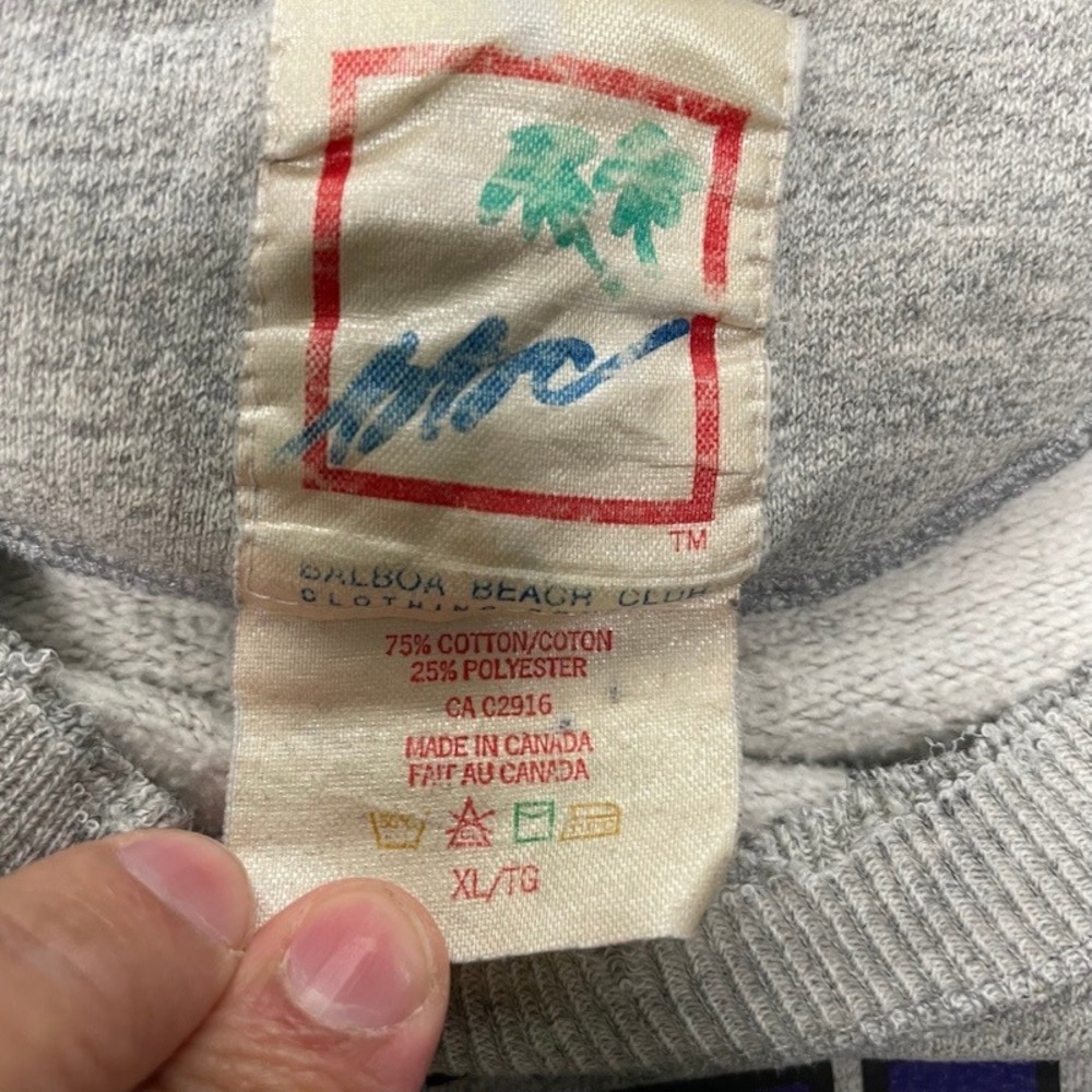 Vintage Balboa Beach Club Sweatshirt XL Gray 90s Distressed UBC - Picture 7 of 12